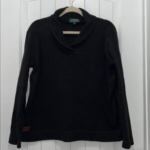 Lauren Ralph Lauren Black Shawl Collar Sweater Size XL